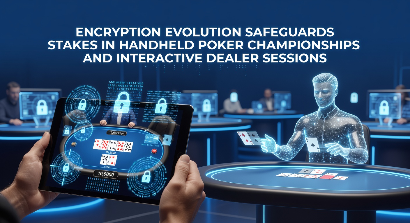 Mobile poker players engaged in a secure handheld championship session with encryption overlays