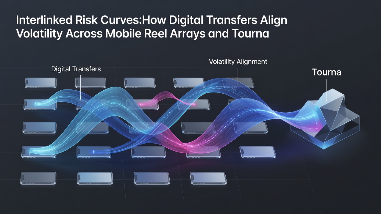 Graph showing aligned volatility curves between mobile slots and tournament poker sessions connected by payment flows