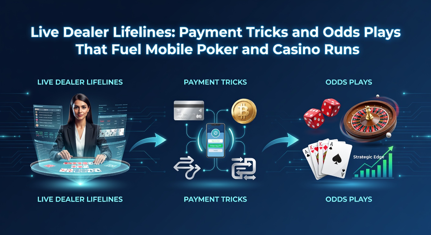 Dynamic live dealer table with mobile devices showing poker hands and roulette wheels, highlighting seamless payment interfaces and odds displays