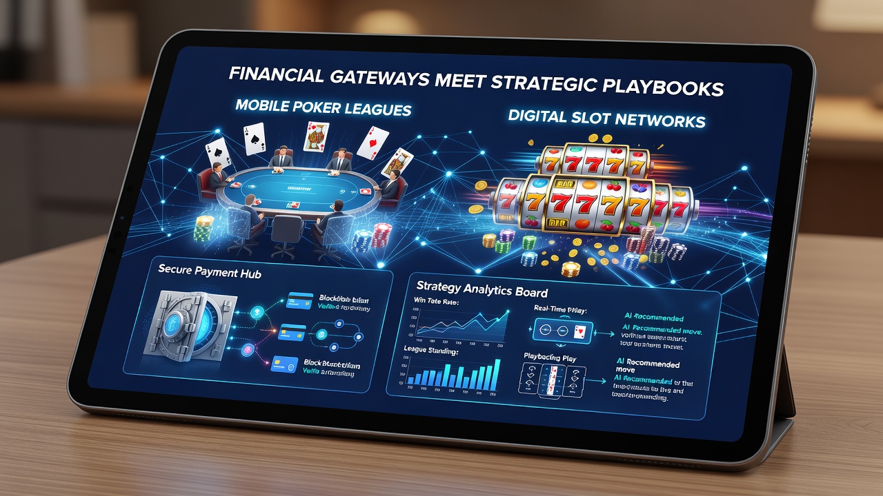 Strategic playbooks overlaid on digital slot network interfaces with payment gateway connections
